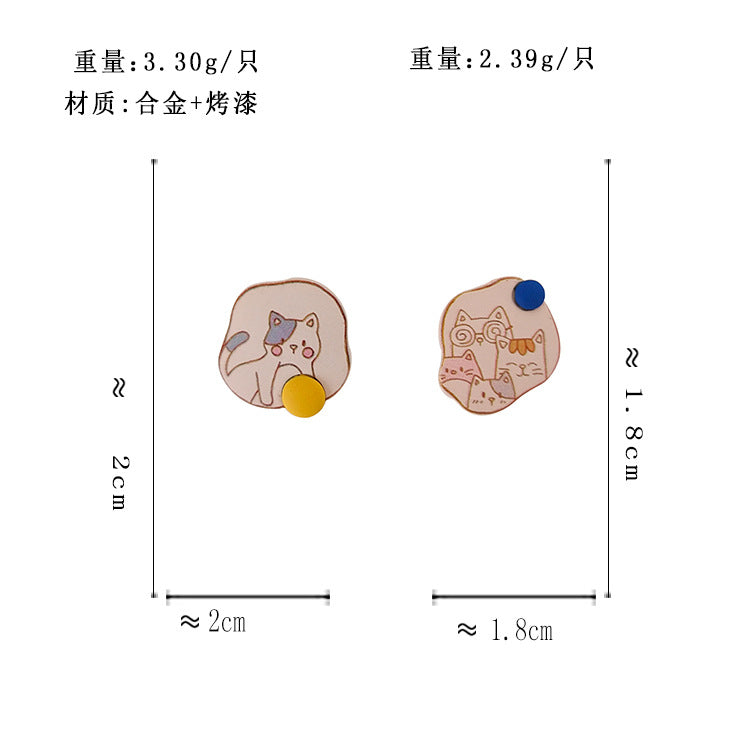 BA4809自主設計趣味猫咪S925銀針耳釘2023.08.01