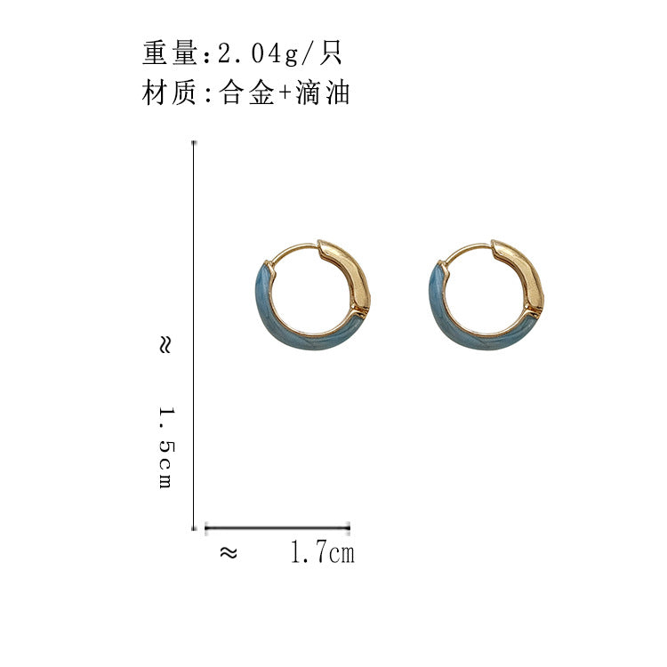 BJ7123法式復古簡約氣質藍色圓圈耳扣2023.06.30