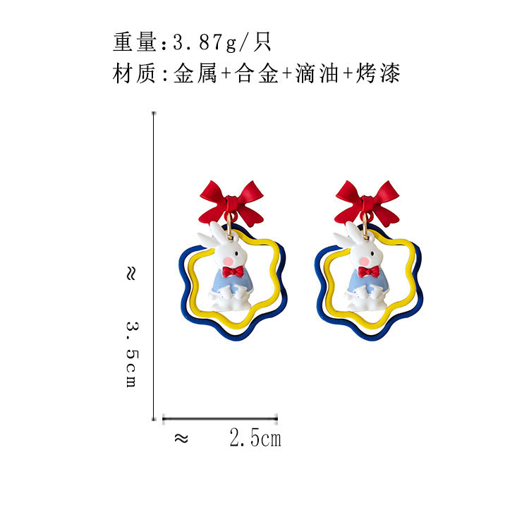 BM4656自主設計日系可愛蝴蝶結兔子S925銀針耳釘2023.05.16