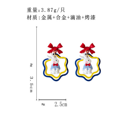 BM4656自主設計日系可愛蝴蝶結兔子S925銀針耳釘2023.05.16