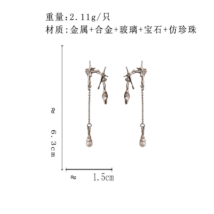 BM6084自主設計不規則星星耳釘長款流蘇珍珠S925銀針耳飾2023.05.23