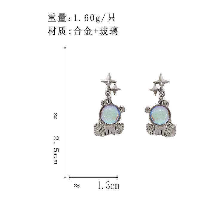 BA5326自主設計仿猫眼石小動物S925銀針耳釘2023.08.15