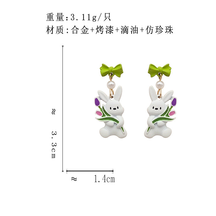 BM7003原創設計鬱金香小兔子S925銀針耳釘2023.05.26