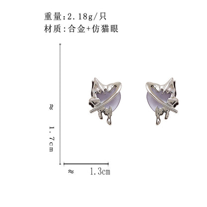 BA7181原創甜酷不規則熔岩紫色愛心S925銀針耳釘2023.08.01