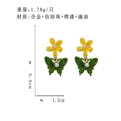 BD7730原創ins風小清新花朵撞色設計蝴蝶S925銀針耳釘2024.12.03