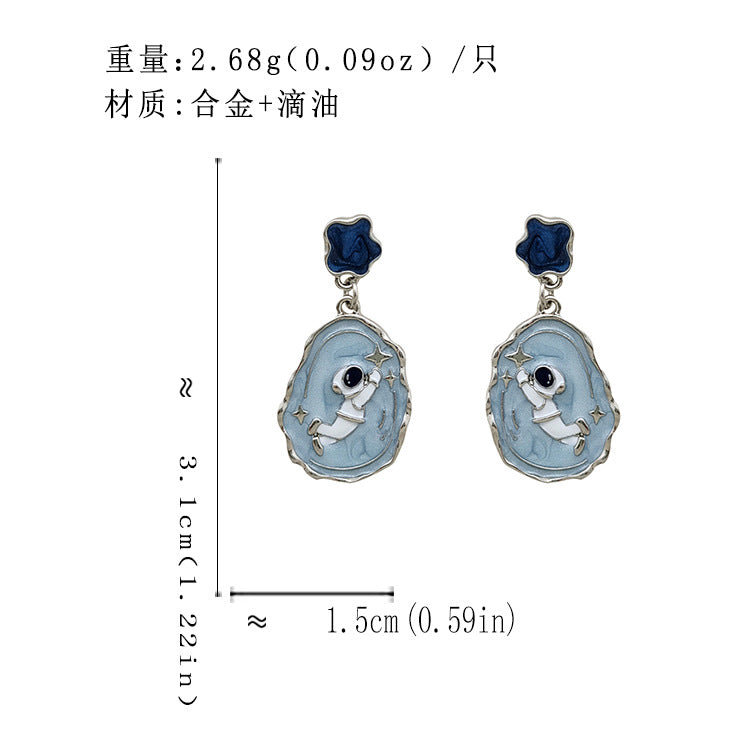 BA7695原創小眾藍色太空人系列S925銀針耳釘2024.08.09