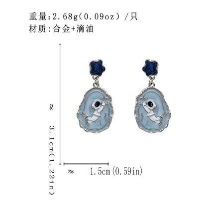 BA7695原創小眾藍色太空人系列S925銀針耳釘2024.08.09