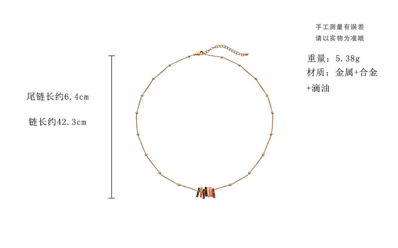 BH7487復古小眾撞色圓環設計項鍊2024.01.09