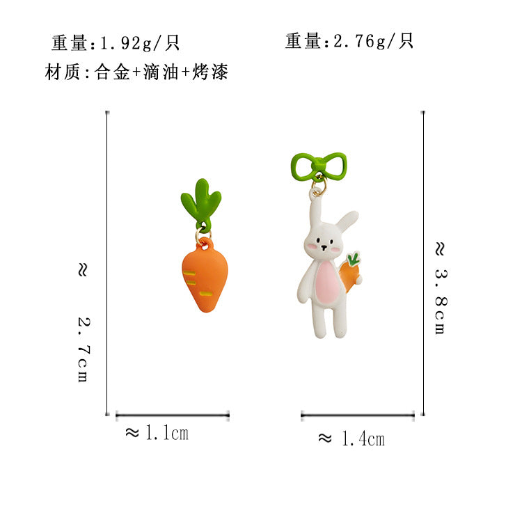 BM6901原創設計小兔子胡蘿蔔趣味不對稱S925銀針耳釘2023.05.23