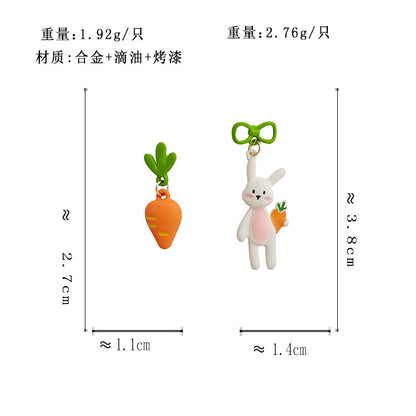 BM6901原創設計小兔子胡蘿蔔趣味不對稱S925銀針耳釘2023.05.23