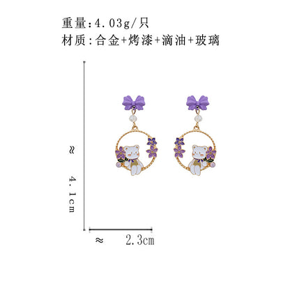 BJ7110原創設計甜美可愛小熊蝴蝶結S925銀針耳釘2023.06.27