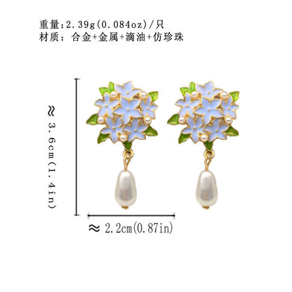 BA7722原創氣質珍珠ins風花朵S925銀針耳釘2024.08.30