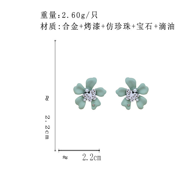 BJ7108原創設計小清新蝴蝶花朵S925銀針耳釘2023.06.27