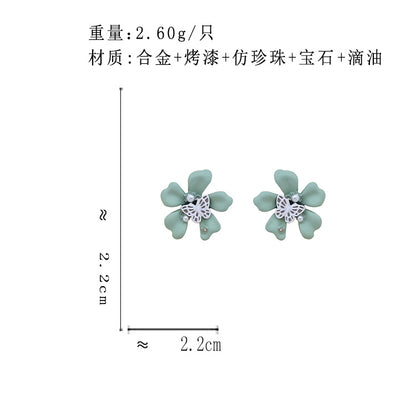 BJ7108原創設計小清新蝴蝶花朵S925銀針耳釘2023.06.27