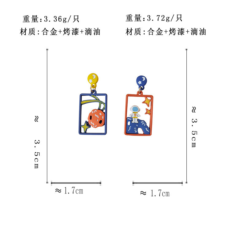 BO4763自主設計個性太空人S925銀針耳釘2023.10.03