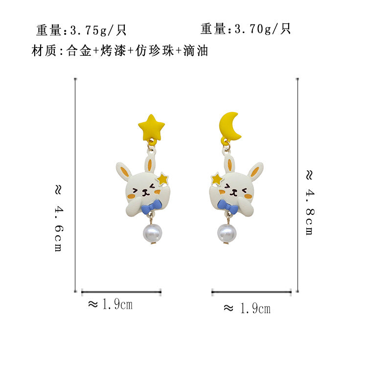 BJ7076原創設計珍珠蝴蝶結小兔子S925銀針耳釘2023.06.30