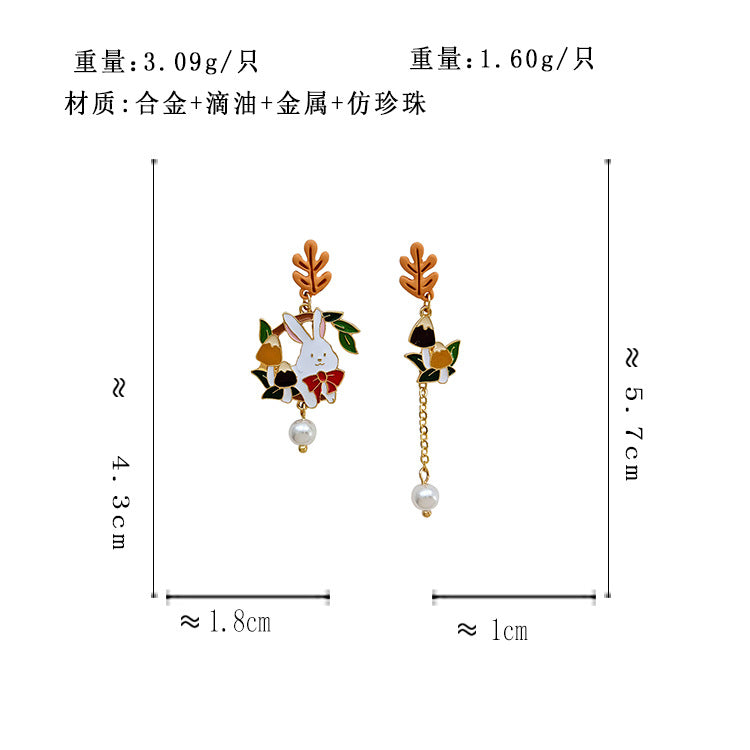 BA5292自主設計小清新兔子花朵S925銀針耳釘2023.08.15