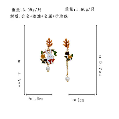 BA5292自主設計小清新兔子花朵S925銀針耳釘2023.08.15