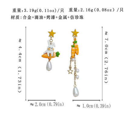 BA7697原創氣質可愛風兔子胡蘿蔔設計S925銀針耳釘2024.08.30