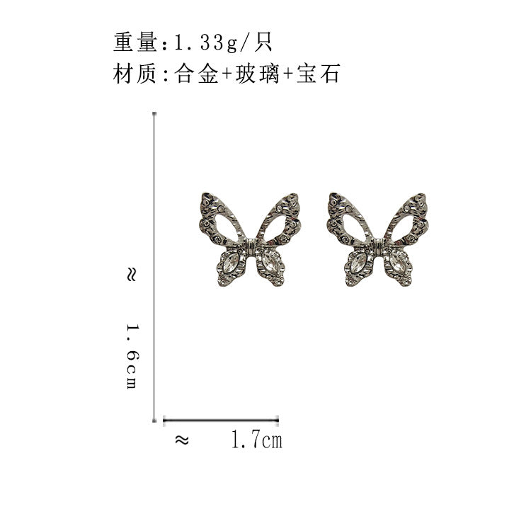 BS5809歐美金屬風鏤空蝴蝶S925銀針耳釘2023.09.05