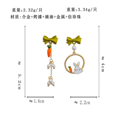 BK5141自主設計蝴蝶結珍珠兔子胡蘿蔔S925銀針耳釘2023.07.07