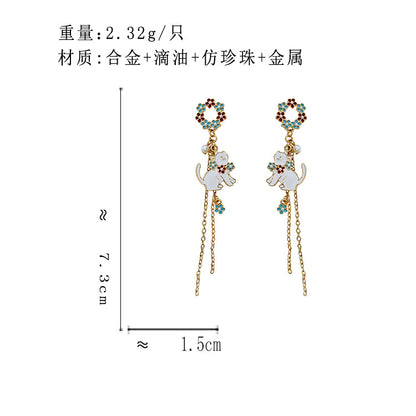 BK7648原創設計日韓可愛少女感花朵猫咪S925銀針耳環2024.07.02