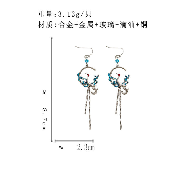 BM6608長款時尚鏤空仙鶴鏈條流蘇耳環2023.05.12