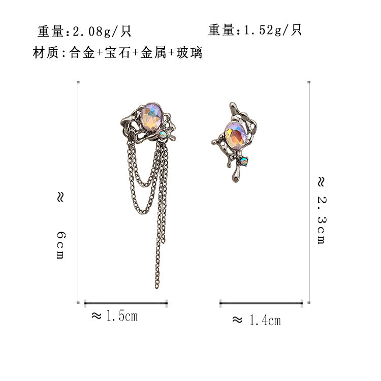 BJ6297嘻哈龐克風不對稱S925銀針耳釘2023.06.23