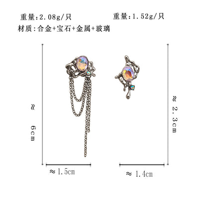 BJ6297嘻哈龐克風不對稱S925銀針耳釘2023.06.23