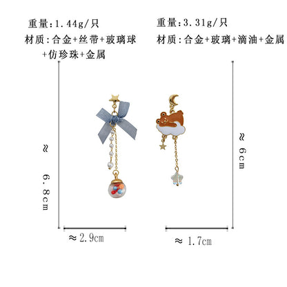 BK5159自主設計針卡通蝴蝶結小熊S925銀耳飾2023.07.04