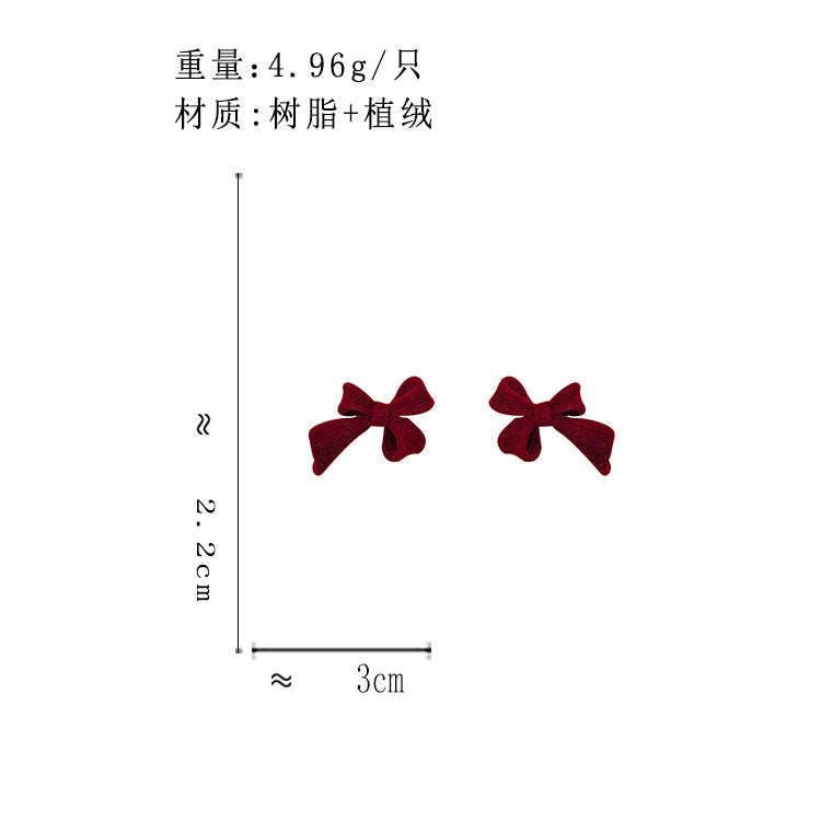 BN4864紅色植絨蝴蝶結S925銀針耳釘2023.11.21