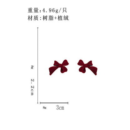 BN4864紅色植絨蝴蝶結S925銀針耳釘2023.11.21