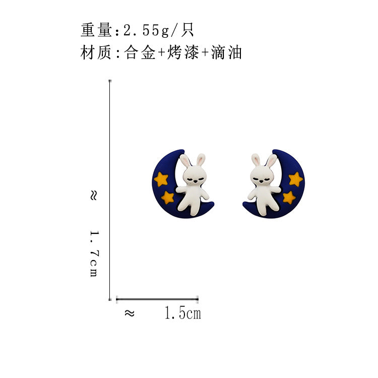 BM6997原創設計搞怪俏皮撞色小兔子S925銀針耳釘2023.05.23