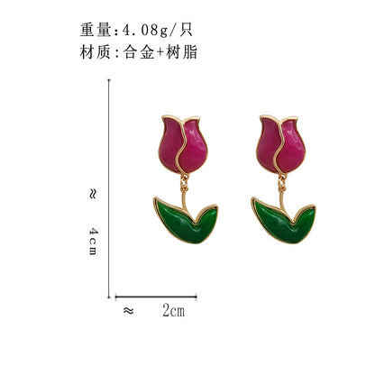 BA6765原創設計氣質鬱金香花朵S925銀針耳釘2023.08.01