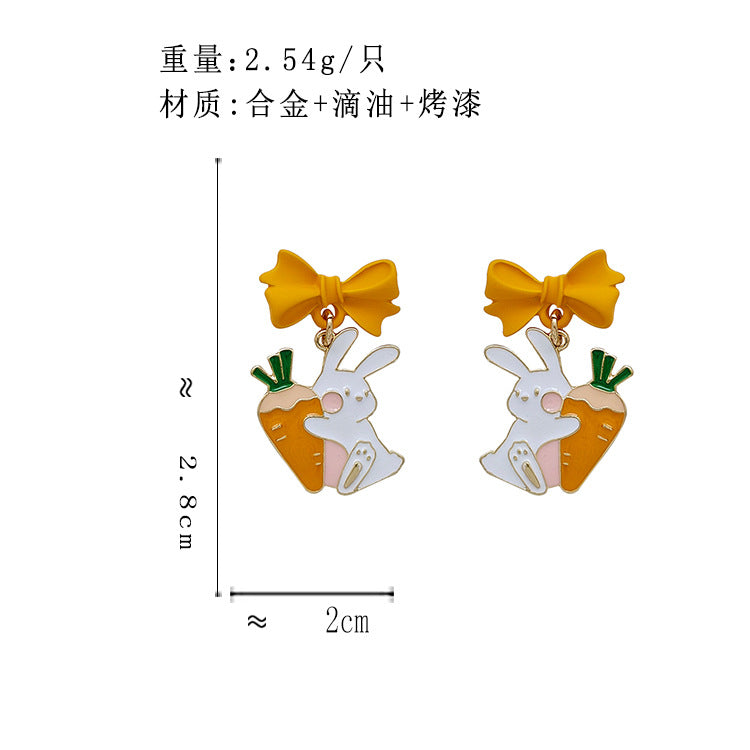 BA5297自主設計蝴蝶結小兔子胡蘿蔔S925銀針耳釘2023.08.15