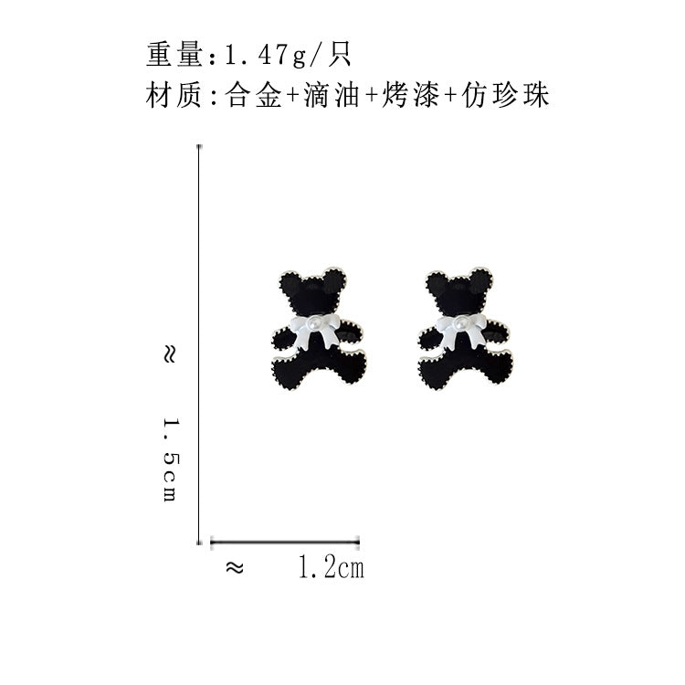 BS4835百搭蝴蝶結小熊S925銀針耳釘2023.09.05