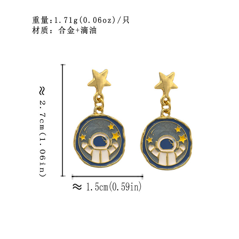 BD7728原創個性創意簡約太空人設計S925銀針耳釘2024.12.03