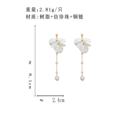 BJ7119長款氣質貝殼珍珠S925銀針耳釘2023.06.23