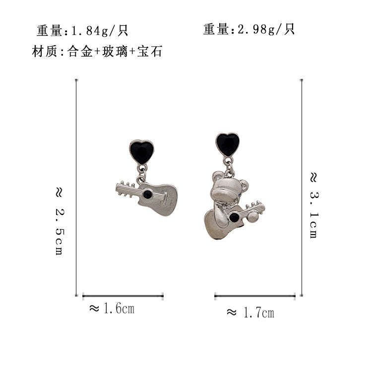 BO7315趣味個性小熊吉他S925銀針耳釘2023.10.03