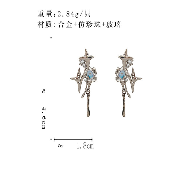 BM5961自主設計氣質不規則星星仿珍珠S925銀針耳釘2023.05.23