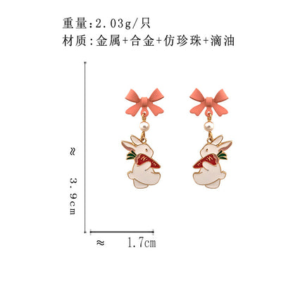 BM6205自主設計蝴蝶結珍珠小兔子胡蘿蔔S925銀針耳釘2023.05.16