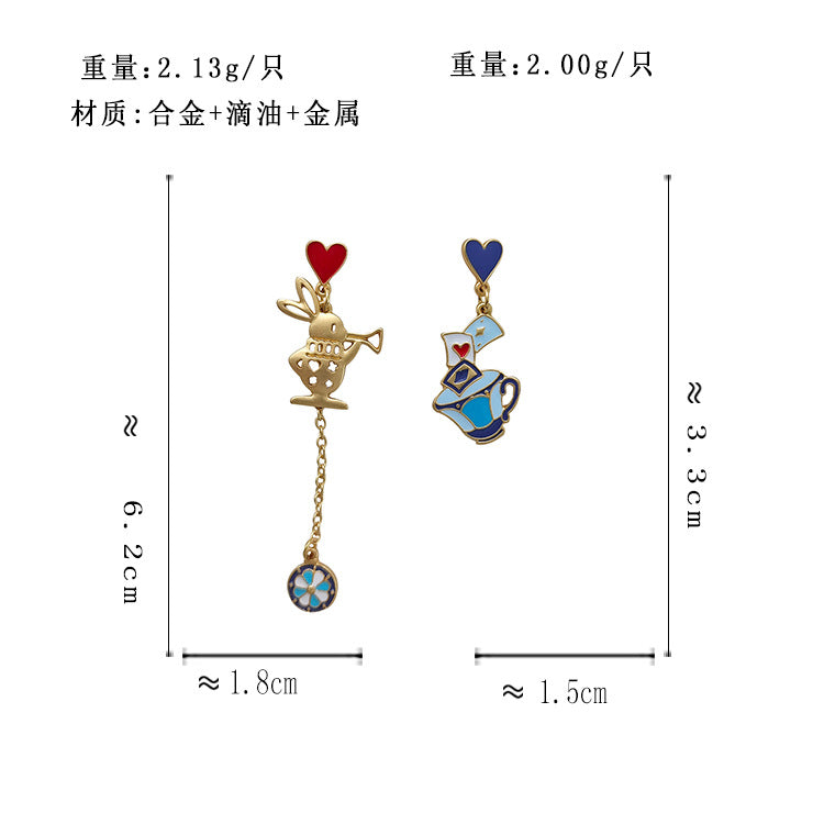 BK5706自主設計愛心小兔子不對稱S925銀針耳釘2023.07.04