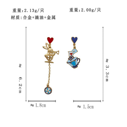 BK5706自主設計愛心小兔子不對稱S925銀針耳釘2023.07.04