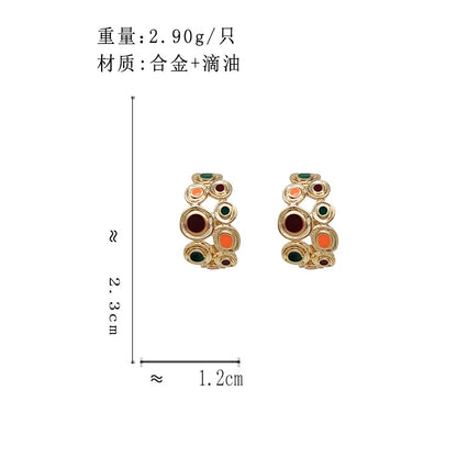 BJ7130個性彩色鏤空設計感C字圈S925銀針耳釘2023.06.30