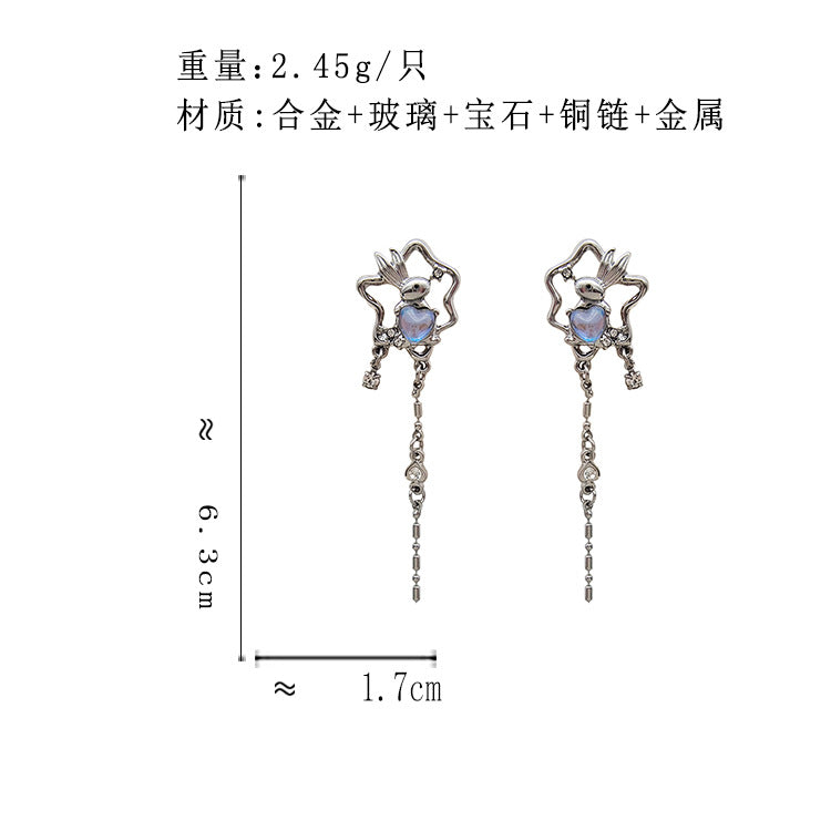 BJ7039原創設計鏈條小兔子愛心S925銀針耳釘2023.06.09