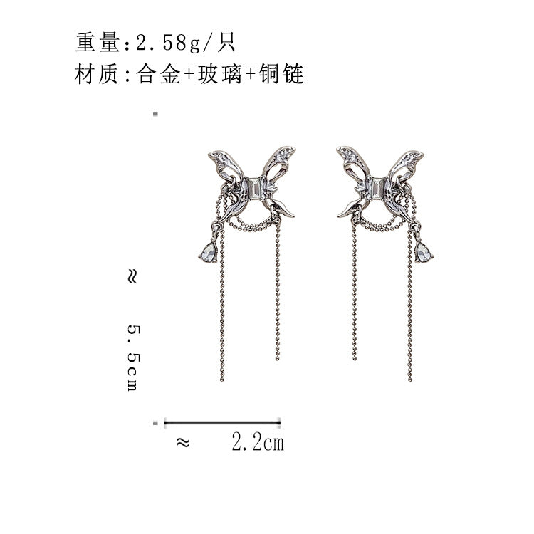 BH7468原創甜酷辣妹金屬感蝴蝶S925銀針耳釘2024.01.09