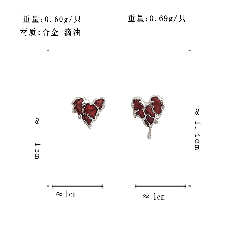 BJ6320原創設計氣質簡約小巧愛心熔岩S925銀針耳釘2023.06.16