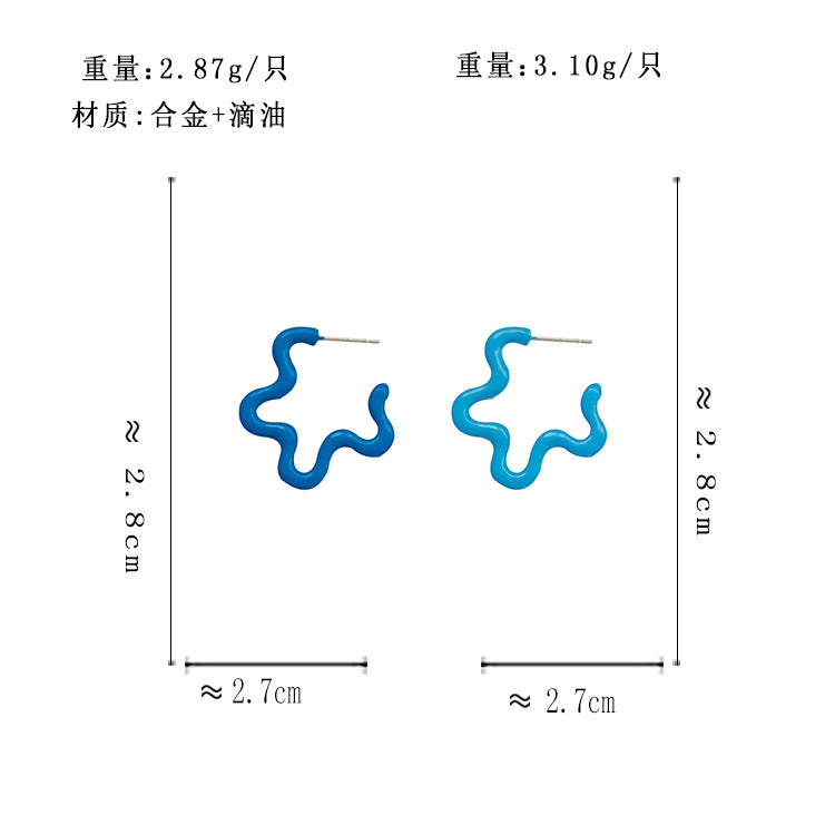 BJ7069簡約個性不規則撞色S925銀針耳環2023.06.13