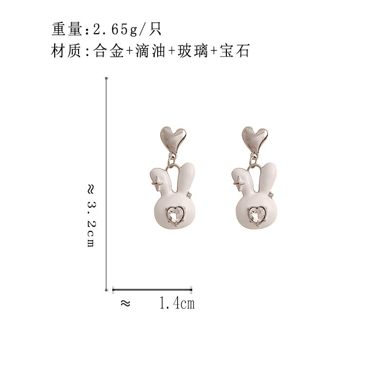 BD7420原創個性甜酷風白色兔子S925銀針耳釘2023.12.22