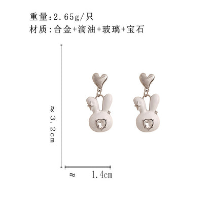 BD7420原創個性甜酷風白色兔子S925銀針耳釘2023.12.22